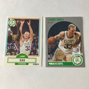 (2) Larry Bird Boston Celtics NBA Hoops and Fleer Basketball Cards
